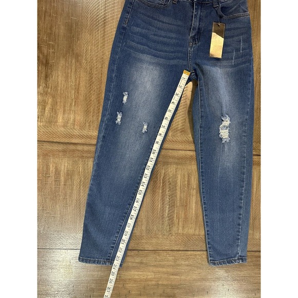 NWT OG Oyster Guy Distressed Skinny Leg Stretch Blue Denim Jeans Junior's Size 7 - Picture 10 of 15